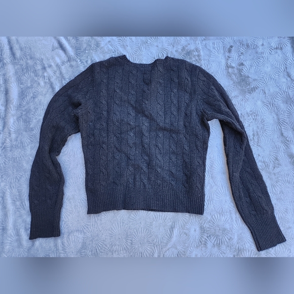Ralph Lauren Rugby Wool Cashmere Cable Knit Sweater Women M Crop Shoulder Button - Picture 8 of 8